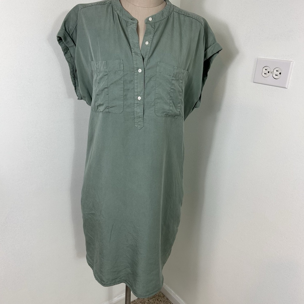 Vineyard Vines Dolman Margo Green Shirt Dress Loose Fit Pockets Comfort Size 12
